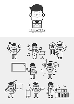 아이콘 교육 남자 음악 과학 졸업 미술 여러명 세트 교사 수학 라인아이콘 얼굴없음 2D아이콘 AI파일 직업 다수 교과목 문화예술 사람 파일형식 벡터