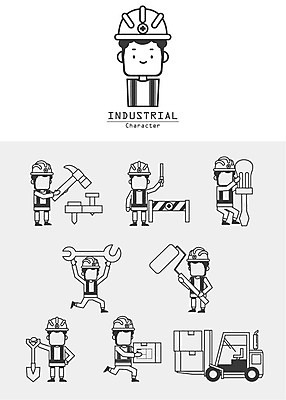 아이콘 남자 노동자 여러명 세트 공구 못 중장비 드라이버 망치 안전모 라인아이콘 얼굴없음 2D아이콘 AI파일 직업 다수 사람 도구 산업장비 헬멧 안전장비 파일형식 벡터