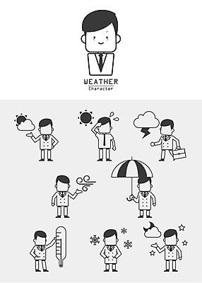 구름 아이콘 남자 우산 바람 날씨 여러명 세트 태양 눈 더위 번개 라인아이콘 기상캐스터 얼굴없음 2D아이콘 AI파일 자연요소 직업 다수 사람 파일형식 벡터