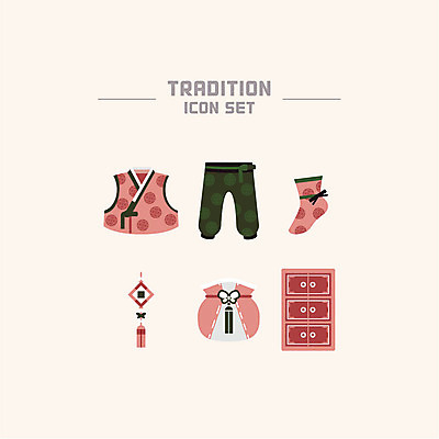 아이콘 한국전통 전통 바지 복주머니 사람없음 세트 플랫아이콘 저고리 버선 수납함 2D아이콘 AI파일 하의 양말 전통소품 한국 한복 파일형식 벡터