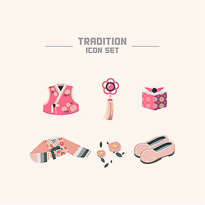 아이콘 한국전통 꽃 신발 선물 사람없음 세트 플랫아이콘 노리개 저고리 2D아이콘 AI파일 식물 전통 전통소품 한국 한복 파일형식 벡터