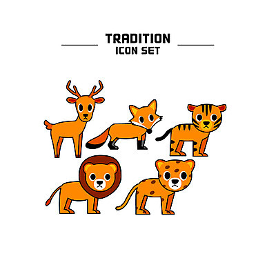 동물 아이콘 사슴 사람없음 세트 호랑이 사자 라인아이콘 여우 치타 볼드라인 2D아이콘 AI파일 포유류 파일형식 벡터