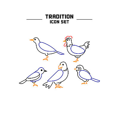 동물 아이콘 조류 사람없음 세트 닭 라인아이콘 독수리 참새 까마귀 2D아이콘 AI파일 파일형식 벡터