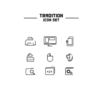 아이콘 정보기술 사람없음 컴퓨터 세트 마우스 인쇄기 라인아이콘 보안 방화벽 외장하드 2D아이콘 AI파일 기술 안전 전자제품 컴퓨터용품 파일형식 벡터