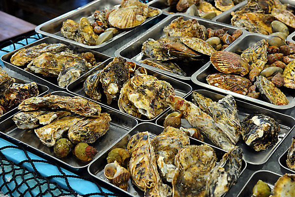 포토 JPG 주간 음식 조개 사람없음 야외 일본 전시 굴 해산물 가리비 어시장 이바라키 국내포토 자연요소 아시아 어패류 시장 파일형식