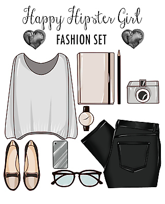 JPG 해외이미지 패션 안경 신발 상의 일러스트 바지 사람없음 스마트폰 카메라 공책 엘리먼트 해외일러스트 잡화 옷 하의 문구용품 전자제품 핸드폰 스마트기기 파일형식 이미지허브