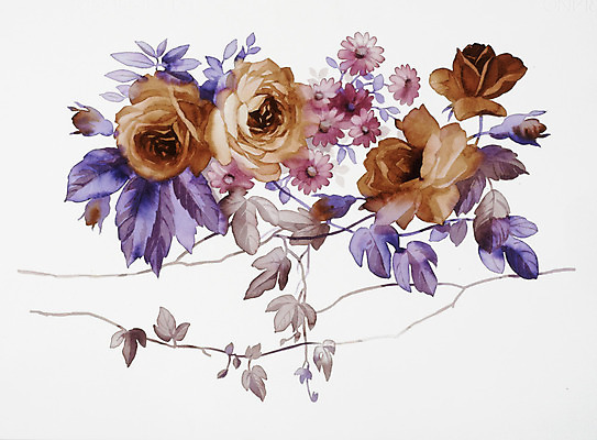 JPG 해외이미지 식물 꽃다발 일러스트 붓터치 수채화 사람없음 장미 그림 번짐 해외202004 해외일러스트 꽃 파일형식 효과 이미지허브