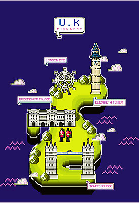 나무 지도 일러스트 영국 사람 두명 타워브릿지 빅벤 근위병 런던아이 버킹엄궁전 픽셀 국내일러스트 AI파일 식물 유럽 궁전 군인 시계탑 런던 랜드마크 파일형식 벡터