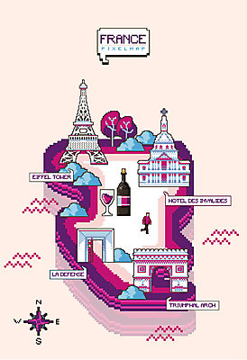 전신 나무 지도 일러스트 한명 사람 와인 프랑스 에펠탑 개선문 픽셀 라데팡스 앵발리드 국내일러스트 AI파일 식물 1 유럽 주류 관광지 파리 랜드마크 파일형식 벡터