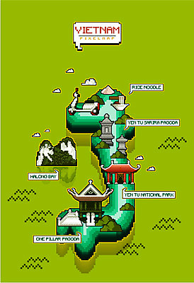 지도 일러스트 논 사람없음 스쿠터 오토바이 베트남 동남아음식 사리탑 쌀국수 하롱베이 픽셀 옌뜨국립공원 국내일러스트 AI파일 음식 농업 국립공원 탑 바이크 동남아시아 국수 베트남음식 파일형식 벡터