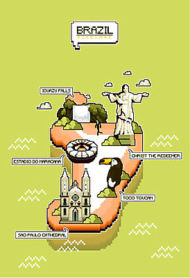 전신 지도 일러스트 한명 사람 큼 예수상 이과수폭포 픽셀 토코투칸 마라카냐경기장 상파울루대성당 국내일러스트 AI파일 1 조류 조형물 성당 경기장 폭포 크기 브라질 파일형식 벡터