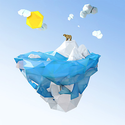 PSD 구름 편집이미지 섬 곰 사람없음 그래픽 태양 3D 얼음 북극 디지털합성 빙하 폴리곤 로우폴리 편집3D 자연요소 동물 포유류 극지방 파일형식