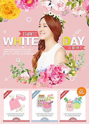PSD 템플릿 옷 여자 꽃 행복 웹템플릿 화이트데이 이벤트페이지 한명 미소 이벤트 20대 성인 화장품 한국인 의료성형뷰티 성인여자한명만 이미지템플릿 식물 1 감정 데이이벤트 표정 사람 동양인 청년 뷰티 페이지 여자한명만 성인여자만 파일형식