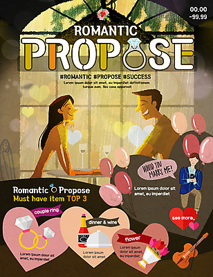 PSD 템플릿 커플 여자 남자 웹템플릿 프로포즈 이벤트페이지 사랑 이벤트 세명 와인 로맨틱 하트 반지 바이올린 풍선 이미지템플릿 모양 감정 컨셉 장신구 관계 현악기 주류 사람 페이지 파일형식
