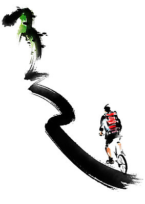 전신 PSD 남자 일러스트 캘리그라피 붓터치 산 한명 성인 자전거 산악자전거 국내일러스트 1 사람 바이크 파일형식