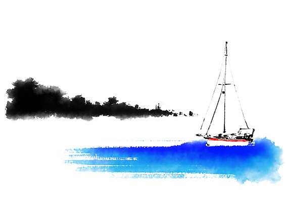 PSD 바다 일러스트 캘리그라피 붓터치 사람없음 번짐 선박 국내일러스트 수상교통 파일형식 효과