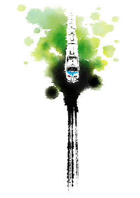 PSD 일러스트 캘리그라피 붓터치 사람없음 초록색 기찻길 기차 번짐 철도의날 국내일러스트 육상교통 컬러 대중교통 파일형식 법정기념일 효과