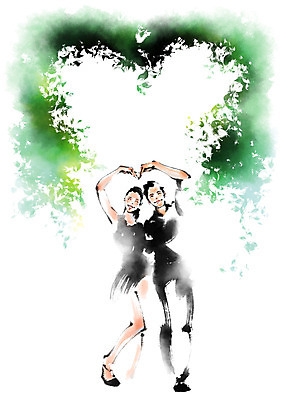 전신 PSD 나무 커플 여자 일러스트 캘리그라피 서기 성인 두명 하트 번짐 손하트 국내일러스트 모양 식물 관계 모션 사람 손짓 파일형식 효과