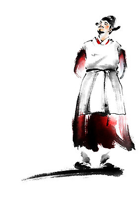 전신 PSD 남자 일러스트 캘리그라피 붓터치 한명 성인 한복 의관 국내일러스트 1 한국전통 사람 전통의상 벼슬 파일형식