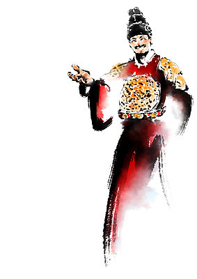 PSD 남자 일러스트 캘리그라피 붓터치 한명 상반신 성인 왕 곤룡포 국내일러스트 1 사람 한복 파일형식