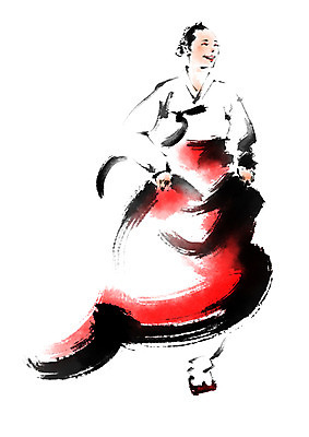 전신 PSD 여자 일러스트 캘리그라피 붓터치 한명 성인 달리기 한복 국내일러스트 1 한국전통 모션 사람 전통의상 파일형식