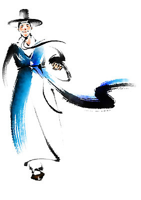 전신 PSD 남자 일러스트 캘리그라피 붓터치 한명 성인 달리기 한복 선비 국내일러스트 갓모자 모자_잡화 1 한국전통 모션 전통소품 사람 전통의상 파일형식