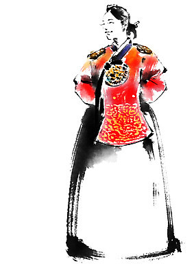 전신 PSD 여자 일러스트 캘리그라피 한명 성인 한복 여왕 중전의상 국내일러스트 1 한국전통 사람 전통의상 파일형식