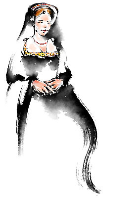 PSD 여자 일러스트 캘리그라피 붓터치 한명 상반신 성인 전통의상 국내일러스트 1 전통 사람 파일형식