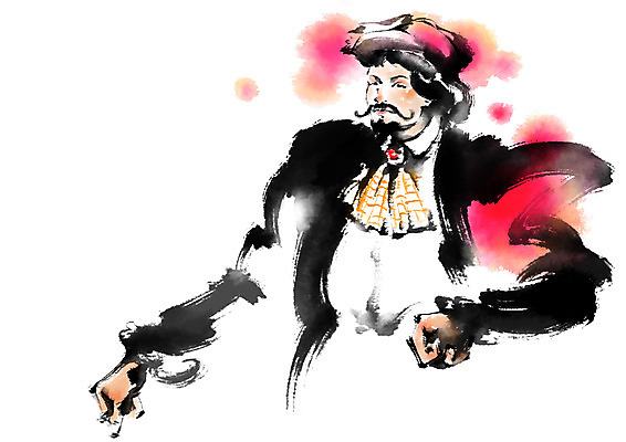 PSD 남자 분홍색 일러스트 캘리그라피 붓터치 한명 상반신 성인 화려 번짐 국내일러스트 1 컬러 컨셉 사람 파일형식 효과