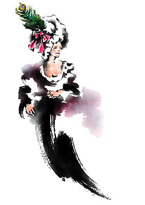 PSD 모자 드레스 여자 일러스트 캘리그라피 붓터치 한명 상반신 성인 화려 국내일러스트 1 잡화 옷 컨셉 사람 파일형식