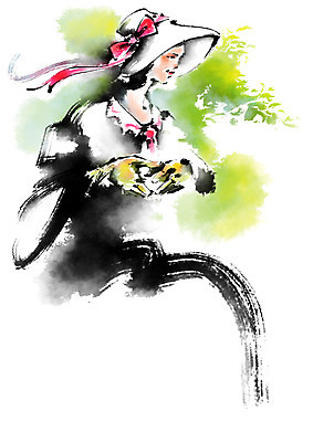 PSD 모자 여자 일러스트 캘리그라피 붓터치 한명 상반신 성인 연두색 국내일러스트 1 잡화 사람 초록색 파일형식