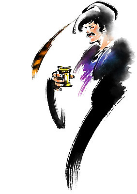 PSD 모자 남자 일러스트 캘리그라피 붓터치 한명 들기 상반신 성인 깃털 국내일러스트 1 잡화 모션 사람 파일형식