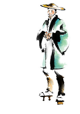 전신 PSD 남자 일러스트 캘리그라피 한명 성인 일본인 나막신 국내일러스트 외국인 1 신발 사람 동양인 파일형식