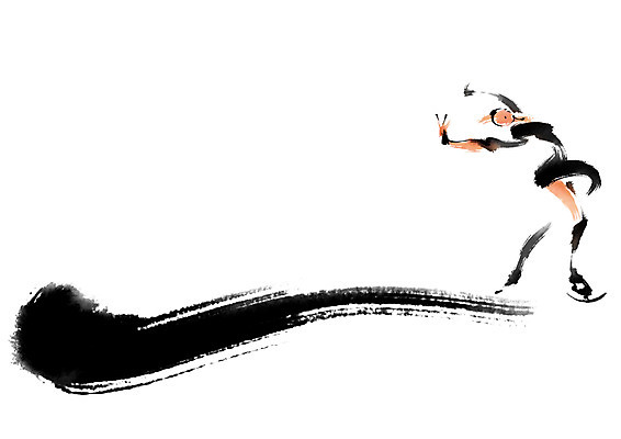 전신 PSD 여자 일러스트 캘리그라피 붓터치 동계올림픽 한명 성인 피겨스케이팅 빙판 국내일러스트 1 올림픽 사람 스케이팅 파일형식