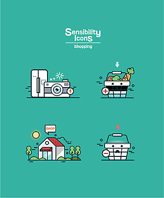 아이콘 채소 사람없음 전자제품 쇼핑 바구니 카메라 상점 플러스 하이픈 쇼핑몰 장바구니 냉장고 감성 스토어 2D아이콘 AI파일 기호 컨셉 가전제품 파일형식 벡터