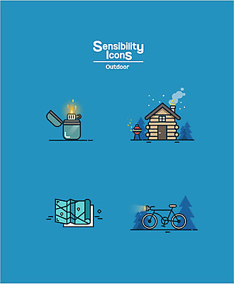 아이콘 지도 아웃도어 사람없음 자전거 캠핑 산장 별장 감성 라이터 2D아이콘 AI파일 컨셉 레저 주택 바이크 파일형식 벡터