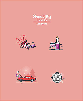 아이콘 별 자동차 폭죽 가면 이벤트 사람없음 와인 축제 고깔모자 달 감성 미러볼 풍선 2D아이콘 AI파일 자연요소 모자_잡화 육상교통 컨셉 주류 장식 파일형식 벡터