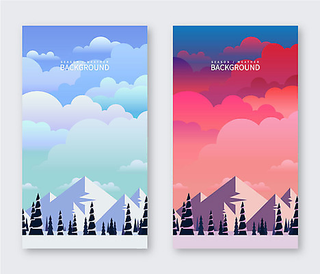 나무 구름 백그라운드 겨울 일러스트 하늘 산 풍경 사람없음 노을 눈 비교 겨울배경 국내일러스트 AI파일 자연요소 식물 계절 컨셉 날씨 파일형식 벡터