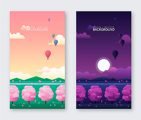 구름 공원 백그라운드 일러스트 산 풍경 사람없음 봄 벚꽃 보름달 열기구 비교 봄배경 국내일러스트 AI파일 자연요소 계절 공공시설 꽃 컨셉 항공교통 달 파일형식 벡터