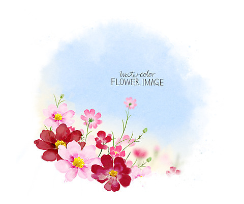 PSD 꽃 꽃밭 꽃백그라운드 일러스트 수채화 사람없음 가을 코스모스 꽃프레임 가을배경 국내일러스트 식물 계절 백그라운드 프레임 파일형식 가을_계절