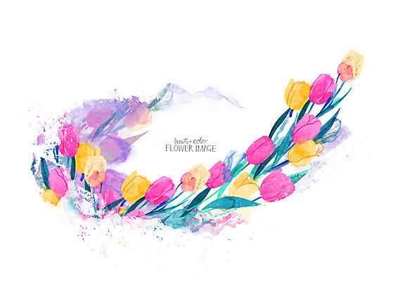PSD 꽃 꽃백그라운드 일러스트 수채화 사람없음 봄 튤립 꽃프레임 봄배경 국내일러스트 식물 계절 백그라운드 프레임 파일형식