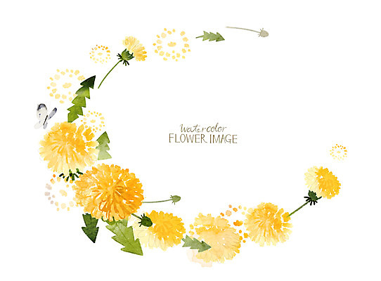 PSD 한마리 꽃 나비 꽃백그라운드 일러스트 수채화 사람없음 봄 민들레 꽃프레임 봄배경 국내일러스트 식물 1 계절 곤충 백그라운드 프레임 파일형식