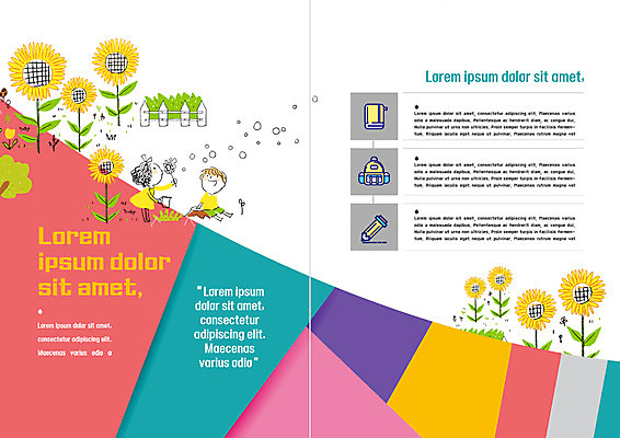 PSD 템플릿 표지디자인 북디자인 출판디자인 여자 어린이교육 교육 남자 내지 어린이 리플렛 북커버 해바라기 책가방 팜플렛 두명 책 울타리 연필 한국인 이미지템플릿 꽃 가방 학용품 사람 동양인 담장 필기구 파일형식