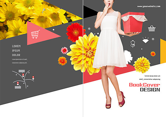 PSD 템플릿 표지디자인 북디자인 출판디자인 원피스 여자 표지 꽃 리플렛 북커버 한명 서기 이벤트 팜플렛 20대 성인 선물상자 쇼핑 놀람 약도 이미지템플릿 식물 1 옷 감정 지도 모션 표정 선물 사람 청년 상자 파일형식