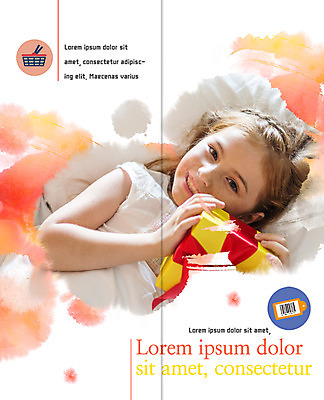 PSD 서양인 템플릿 표지디자인 북디자인 출판디자인 여자 내지 어린이 리플렛 2단접지 북커버 한명 웃음 이벤트 팜플렛 상반신 선물상자 쇼핑 눕기 이미지템플릿 외국인 1 모션 표정 선물 사람 상자 파일형식