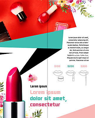 PSD 템플릿 표지디자인 북디자인 출판디자인 꽃 내지 리플렛 2단접지 북커버 이벤트 팜플렛 사람없음 쇼핑 뷰티 립스틱 매니큐어 아이섀도 입술모양 이미지템플릿 모양 식물 화장품 파일형식