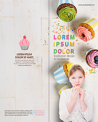 PSD 서양인 템플릿 표지디자인 북디자인 출판디자인 여자 표지 어린이 리플렛 2단접지 북커버 디저트 한명 팜플렛 상반신 컵케이크 홈베이킹 이미지템플릿 외국인 1 음식 사람 케이크 제빵 파일형식