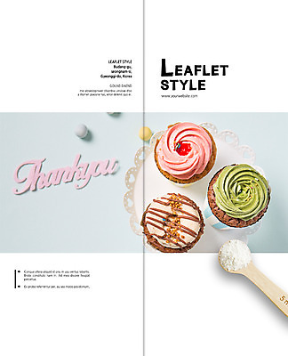 PSD 템플릿 표지디자인 북디자인 출판디자인 표지 리플렛 2단접지 북커버 디저트 팜플렛 사람없음 컵케이크 밀가루 홈베이킹 계량스푼 이미지템플릿 음식 주방용품 케이크 가루 제빵 파일형식