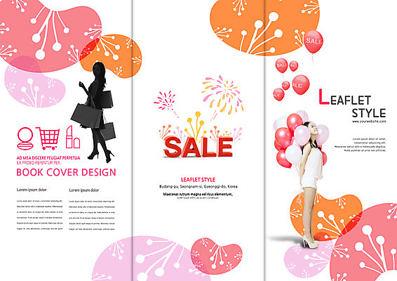 PSD 템플릿 표지디자인 북디자인 출판디자인 여자 표지 리플렛 북커버 3단접지 서기 이벤트 팜플렛 20대 성인 두명 옆모습 쇼핑 쇼핑백 세일 한국인 풍선 이미지템플릿 뷰포인트 가방 모션 사람 동양인 청년 파일형식