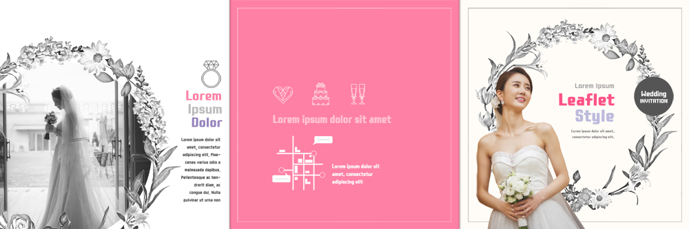 PSD 템플릿 표지디자인 북디자인 출판디자인 여자 표지 신부 리플렛 부케 웨딩드레스 결혼 북커버 3단접지 팜플렛 20대 성인 두명 한국인 약도 이미지템플릿 드레스 꽃다발 지도 사람 동양인 이벤트 청년 파일형식